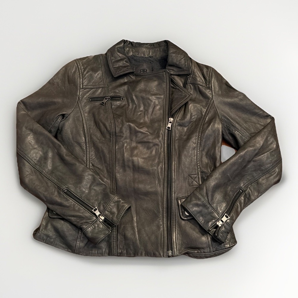 Banana Republic Black Soft Leather Moto Jacket Women's Small Petite